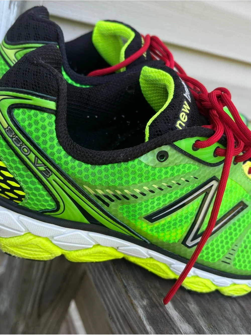 New Balance Neon Green Sneakers with Red Laces